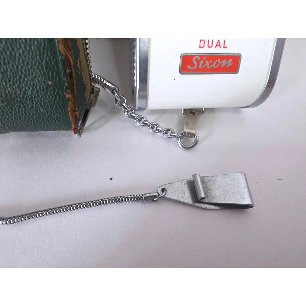 Vintage Gossen Dual Sixon Light Meter with Green Leather Case and Chain